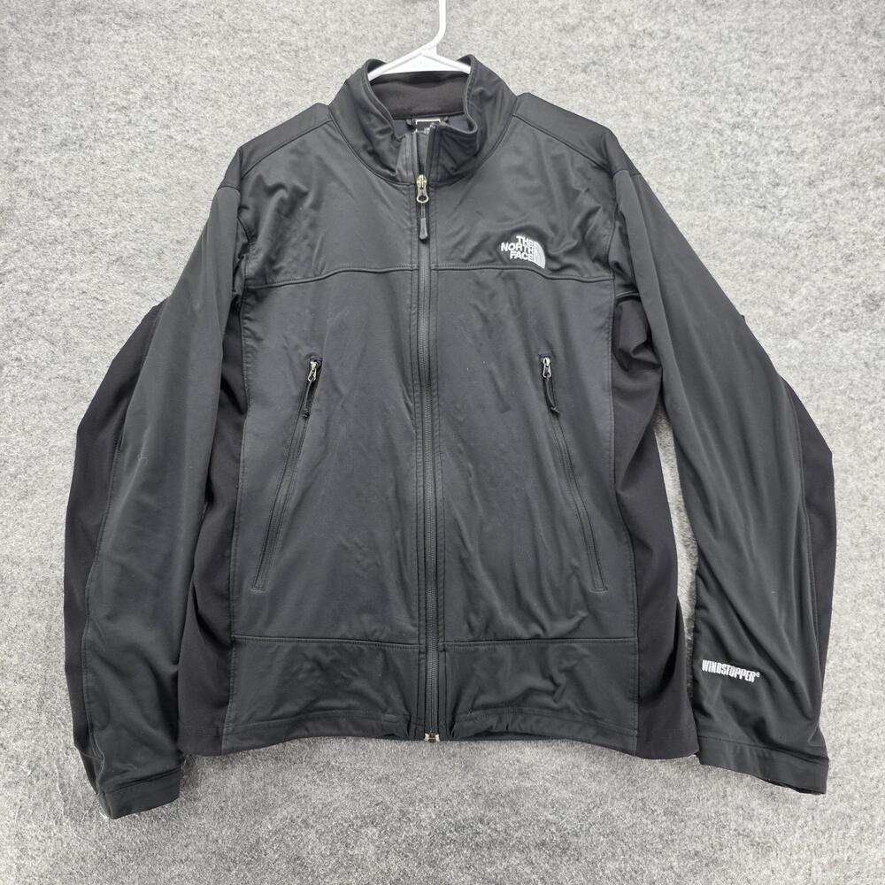 The North Face Jacket Mens Medium Black Windstopper Softshell Full Zip Pockets